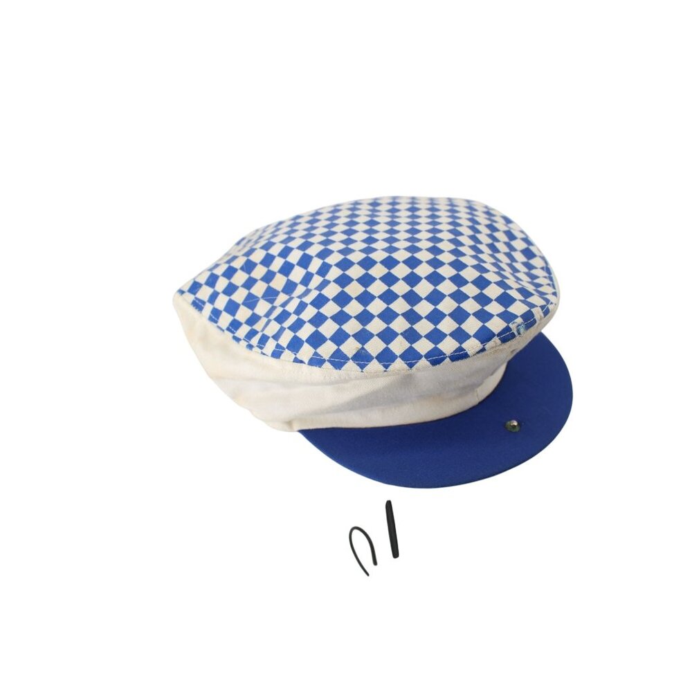 Ocean Pacific Blue Check Cap OP Vintage 1980s Newsboy Cabbie 94198 Large